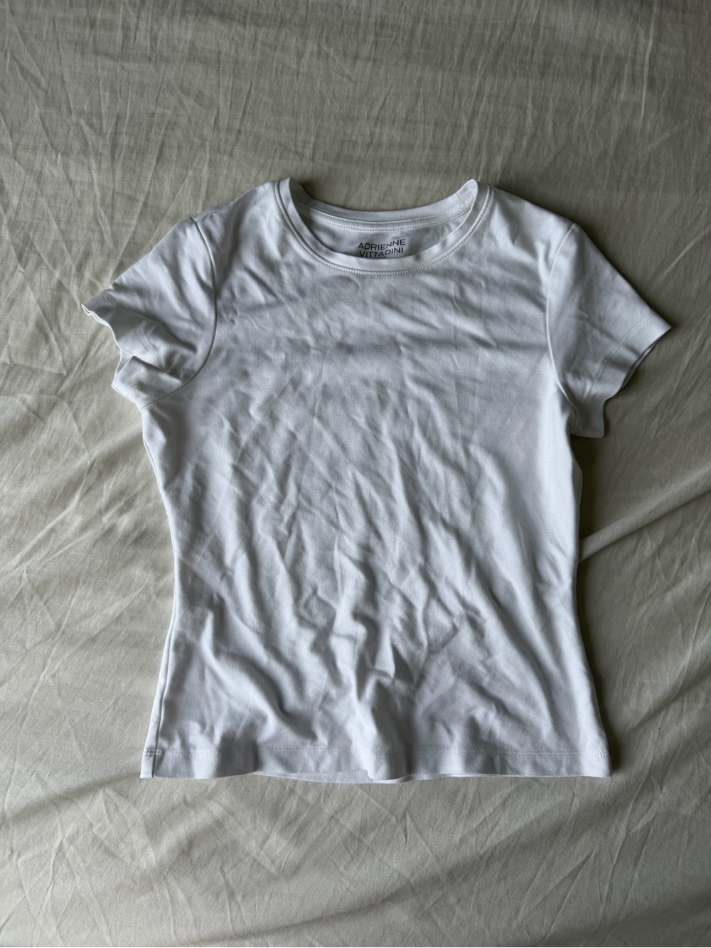 Adrienne Vittadini White Short-Sleeve Crewneck Tee